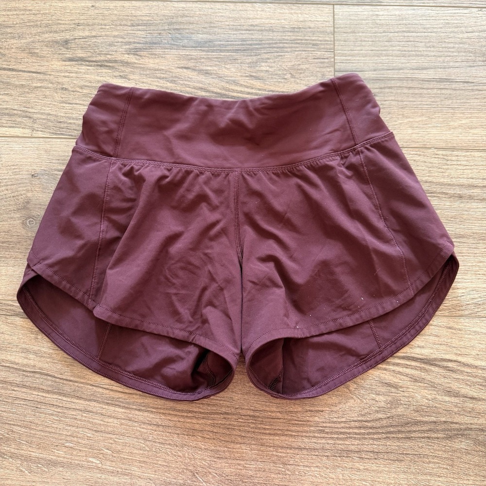 Women's Maroon Lululemon Speed Up Shorts 4" Size 0 Long